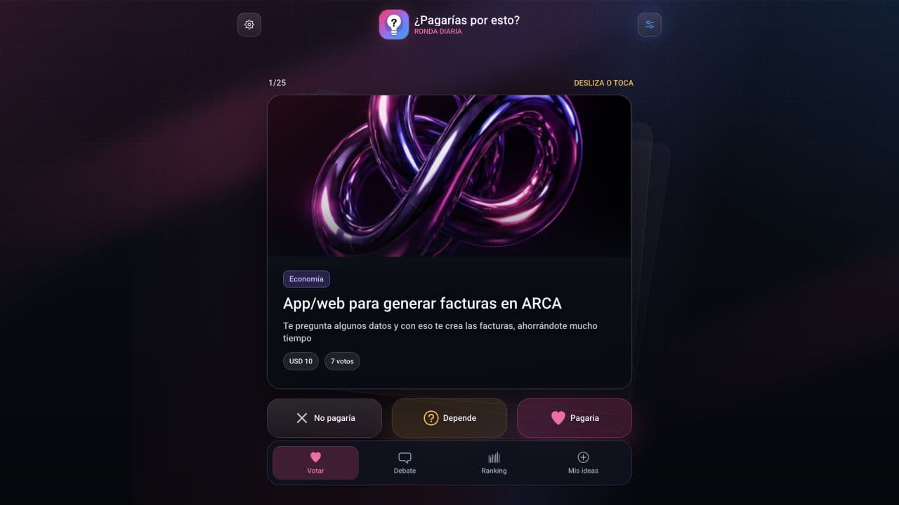 Screenshot del proyecto ¿Pagarías por esto?.